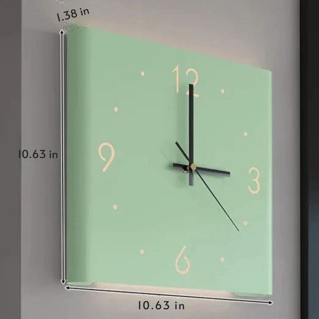 Double-sided Square Wall Clock with Lighting - TimeLume-White-Nora Luxe