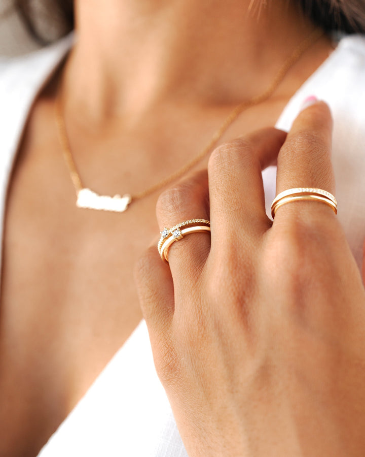 Double Zirconia Ring - Sienna-Gold-5-Nora Luxe