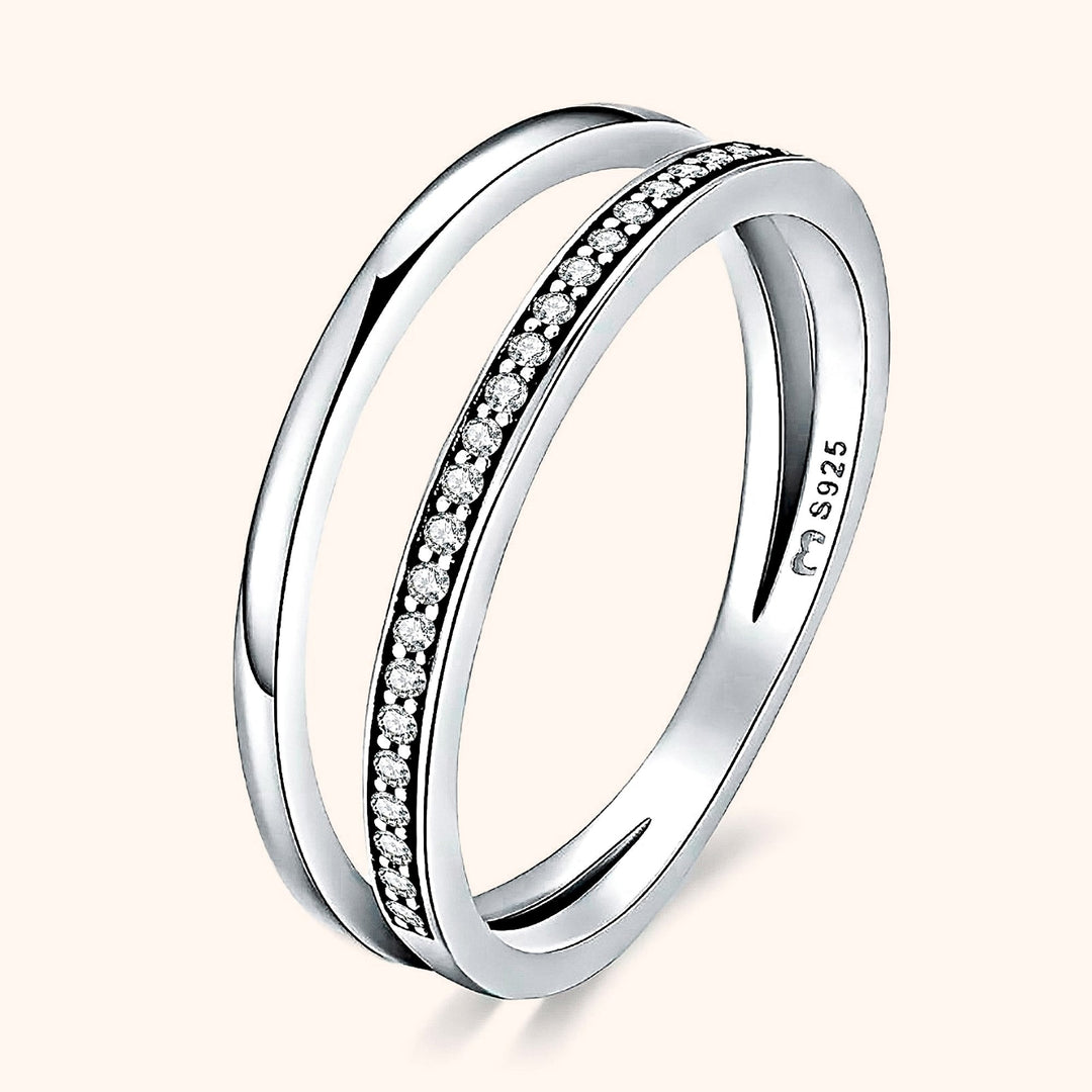 Double Zirconia Ring - Sienna-Silver-5-Nora Luxe