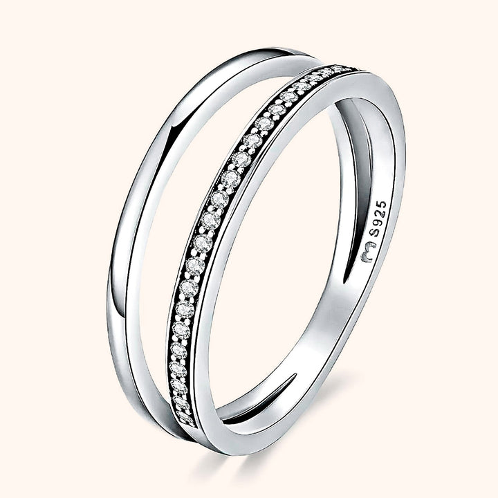Double Zirconia Ring - Sienna-Silver-5-Nora Luxe