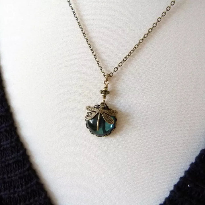 Dragonfly Moonstone Necklace | Elegant Jewellery for Women-Blue-Nora Luxe