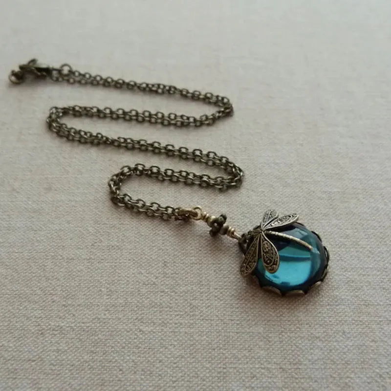 Dragonfly Moonstone Necklace | Elegant Jewellery for Women-Blue-Nora Luxe