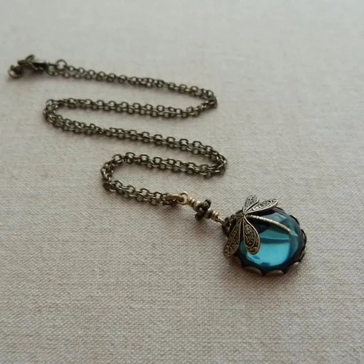 Dragonfly Moonstone Necklace | Elegant Jewellery for Women-Blue-Nora Luxe