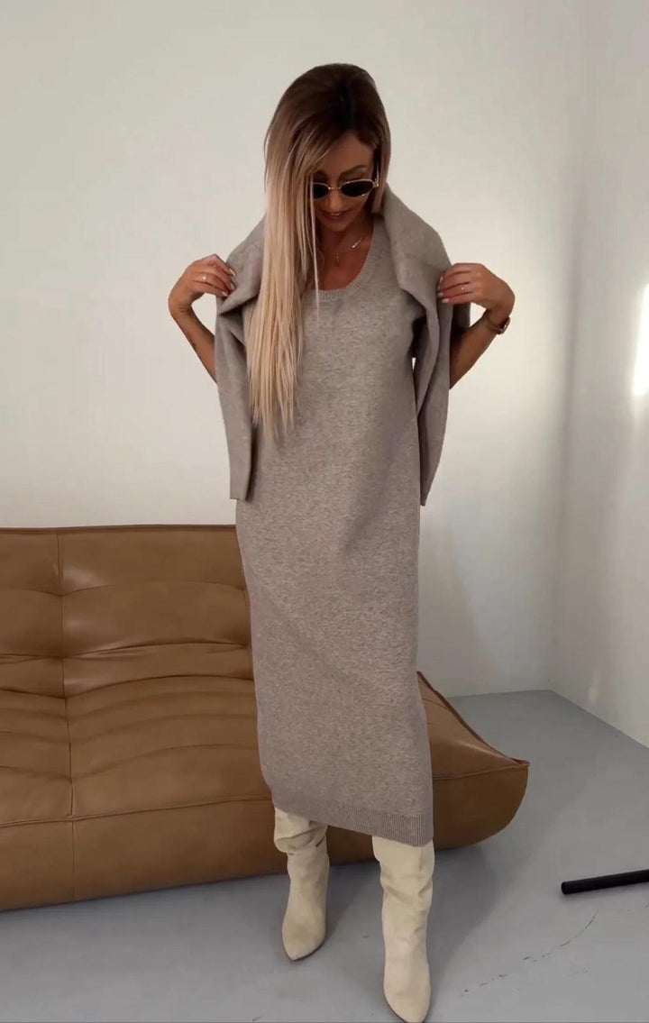 Dress & Sweater Set – Noémie-Beige-XS-Nora Luxe