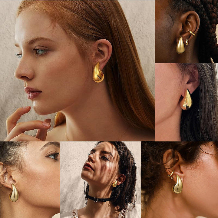 Droplet-shaped Earrings - GlimmerDrops-Gold-0.91 in-Nora Luxe