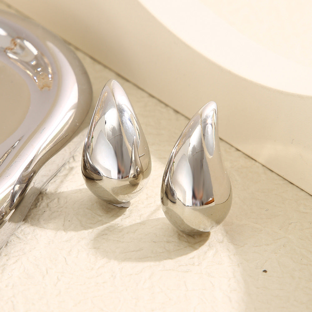 Droplet-shaped Earrings - GlimmerDrops-Silver-0.91 in-Nora Luxe