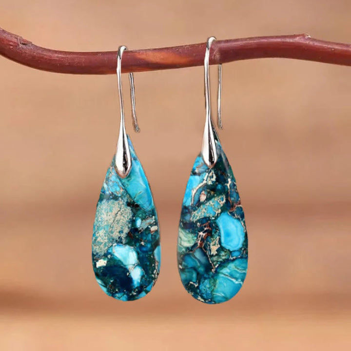 Droplet-shaped Emperor Stone Earrings - Amara-Blue-Nora Luxe