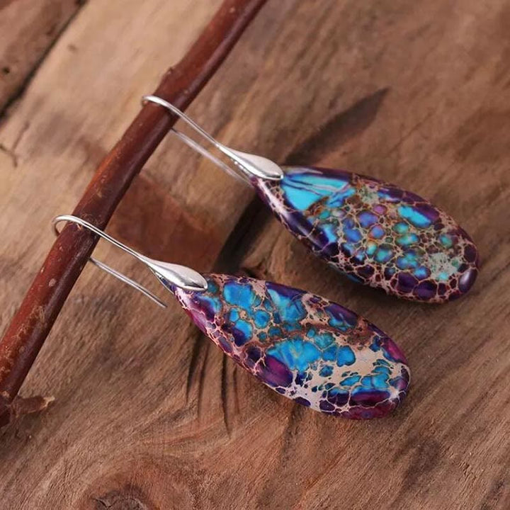 Droplet-shaped Emperor Stone Earrings - Amara-Purple-Nora Luxe
