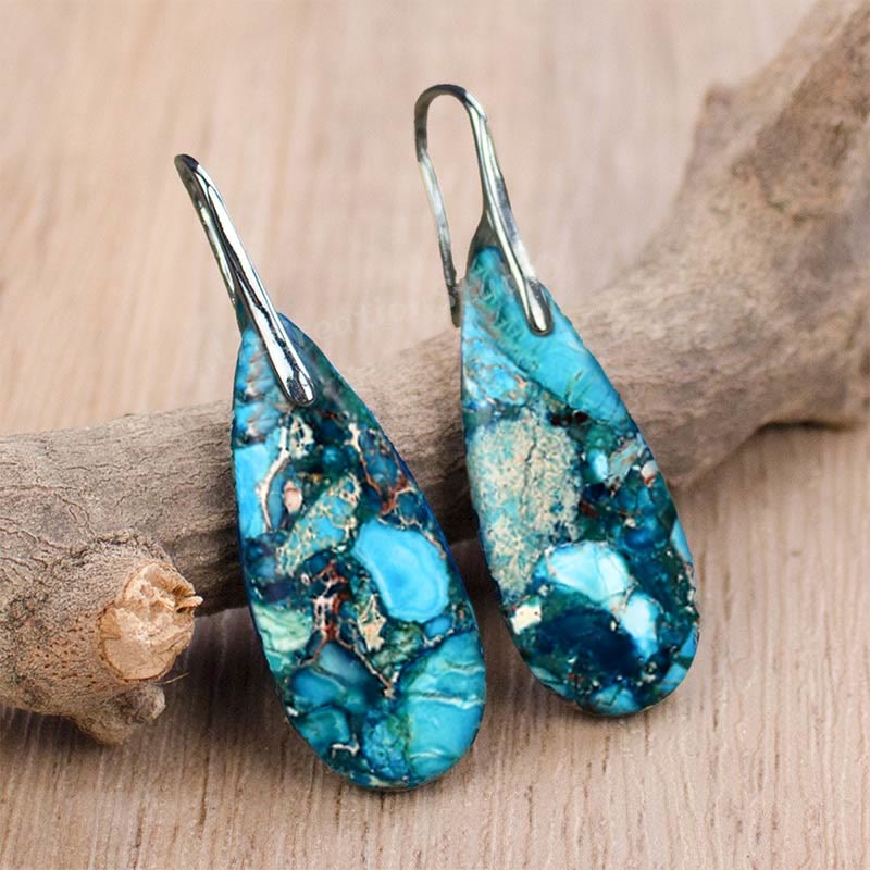 Droplet-shaped Emperor Stone Earrings - Amara-Purple-Nora Luxe