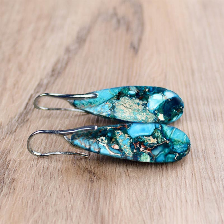 Droplet-shaped Emperor Stone Earrings - Amara-Purple-Nora Luxe