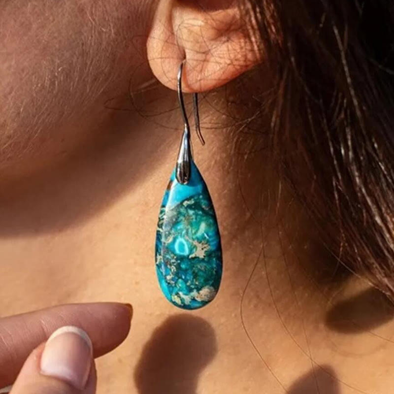 Droplet-shaped Emperor Stone Earrings - Amara-Purple-Nora Luxe