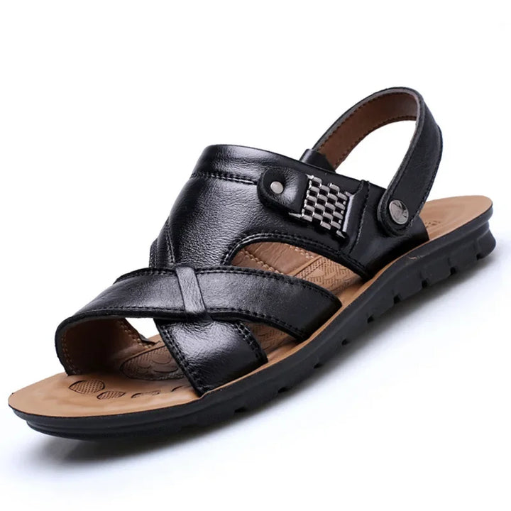 Durable & Breathable Leather Sandals for Men – Tiberius-Black-5-Nora Luxe