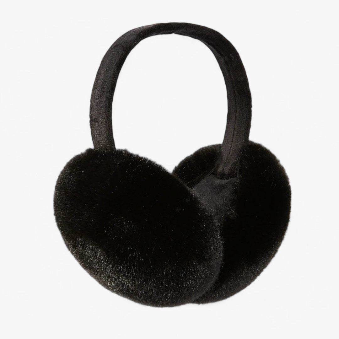 Ear warmers in faux fur | Winter Luxury and Warmth - Luna-Black White-Nora Luxe