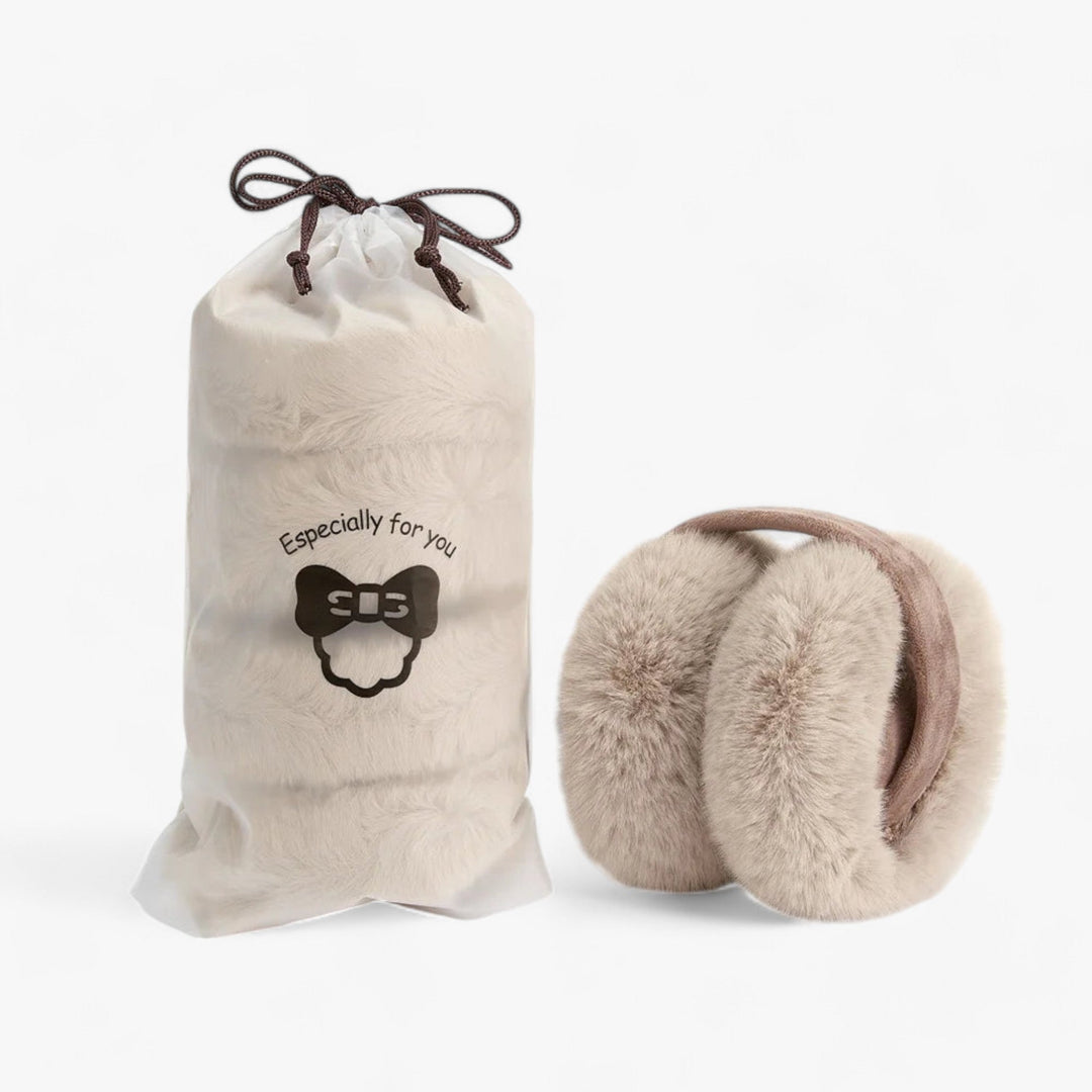 Ear warmers in faux fur | Winter Luxury and Warmth - Luna-Black White-Nora Luxe