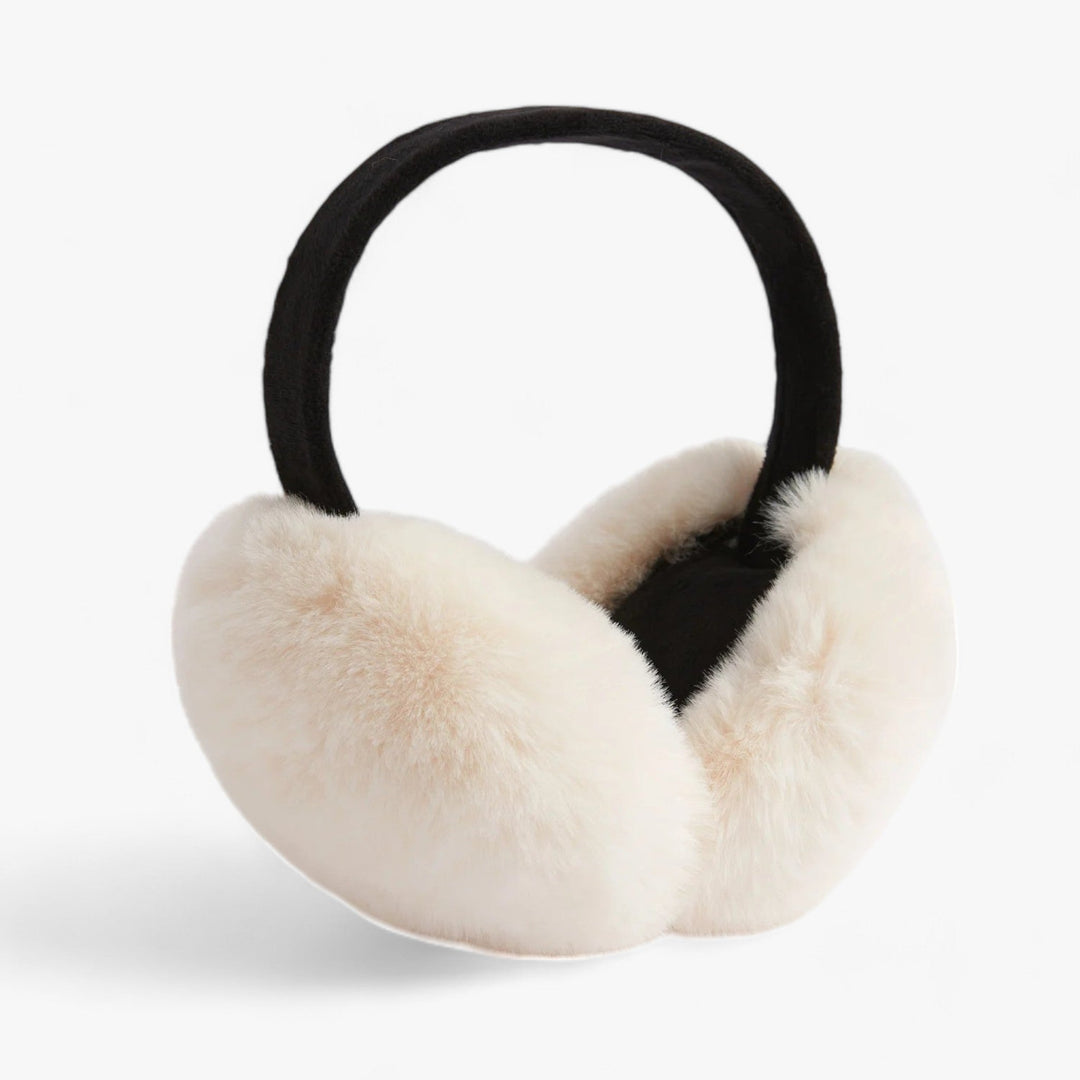 Ear warmers in faux fur | Winter Luxury and Warmth - Luna-Black White-Nora Luxe