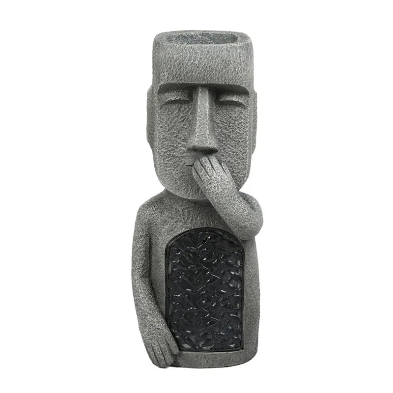 Easter Island Pot Plant Figure with LED Light - MoaiGlow-B-Nora Luxe