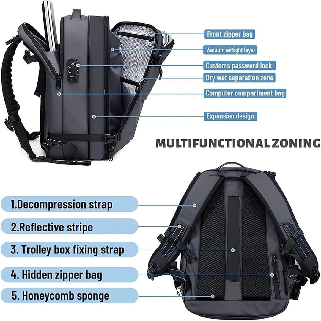 Expandable Compression Travel Backpack with Anti-Theft Lock & Wet Compartment