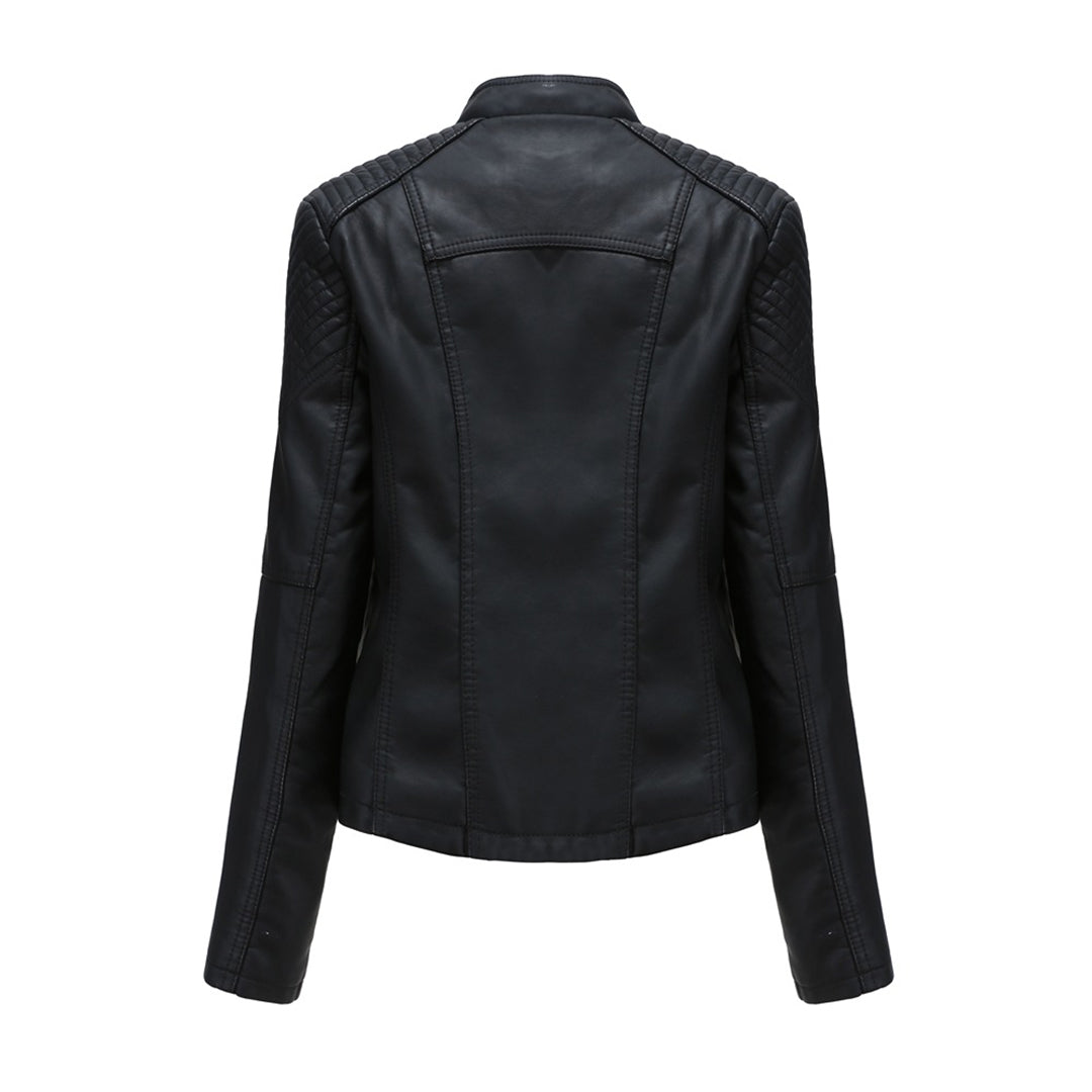 Elani - Trendy Leather Jacket for Women-Black-S-Nora Luxe