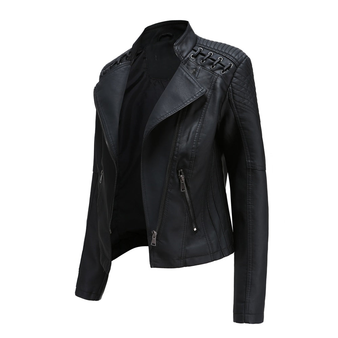 Elani - Trendy Leather Jacket for Women-Black-S-Nora Luxe