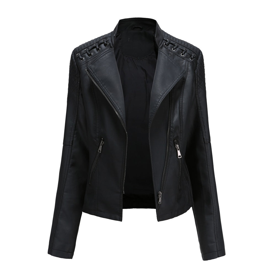 Elani - Trendy Leather Jacket for Women-Black-S-Nora Luxe