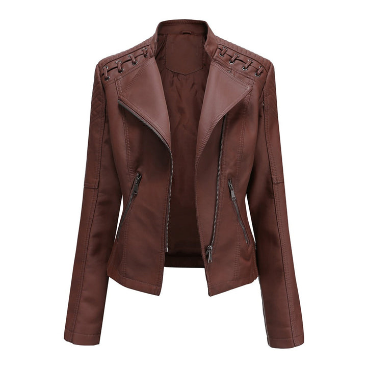 Elani - Trendy Leather Jacket for Women-Brown-S-Nora Luxe