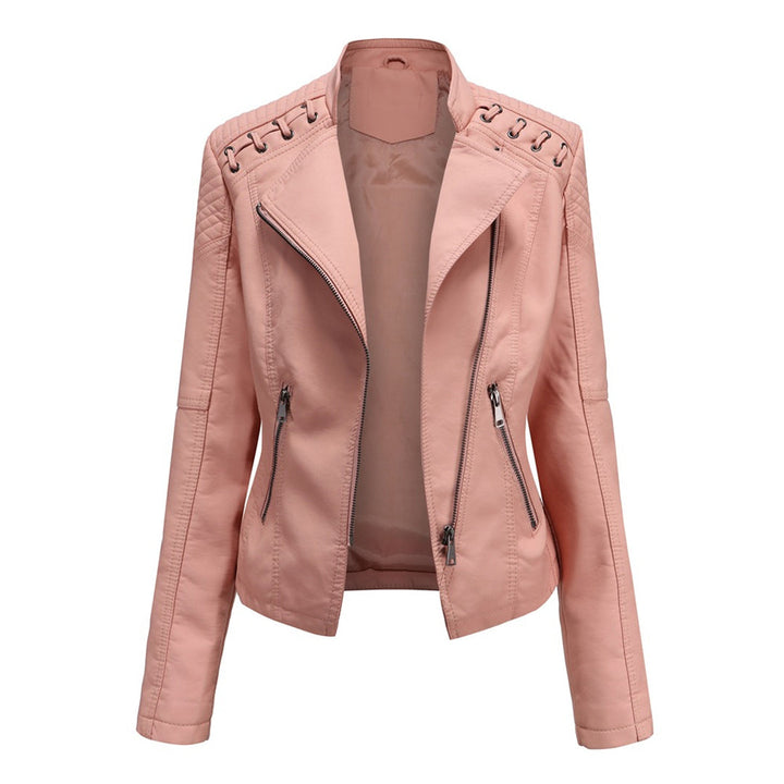 Elani - Trendy Leather Jacket for Women-Pink-S-Nora Luxe