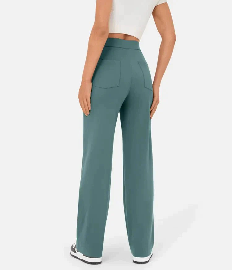 Elastic High Waist Women's Trousers - Isabeau-Green-S-The Livary