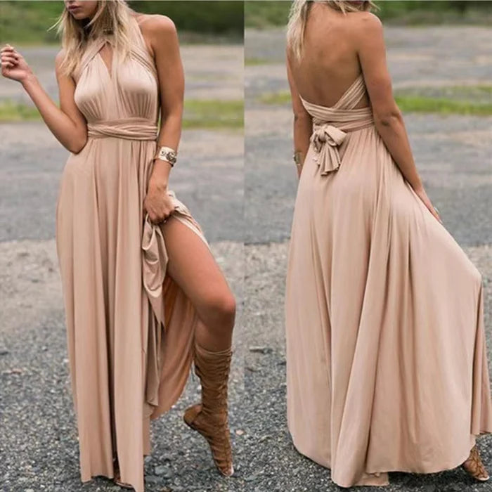 Elastic Wrap Dress - Isla-Khaki-S-Nora Luxe