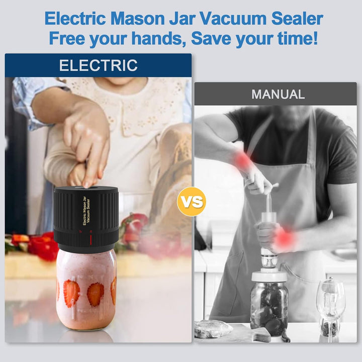 Electric Mason Jar Vacuum Sealer Kit - Keep Freshness Fast!-Black-Nora Luxe