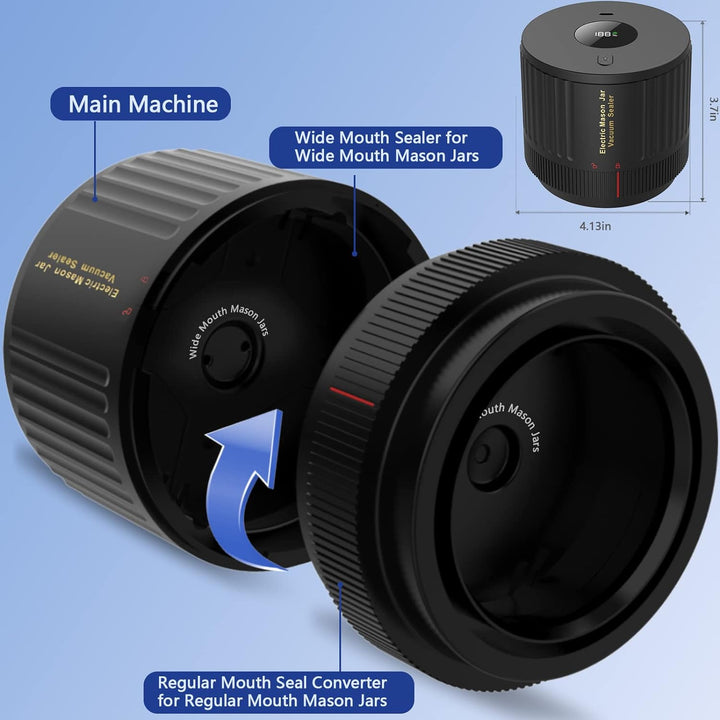 Electric Mason Jar Vacuum Sealer Kit - Keep Freshness Fast!-Black-Nora Luxe