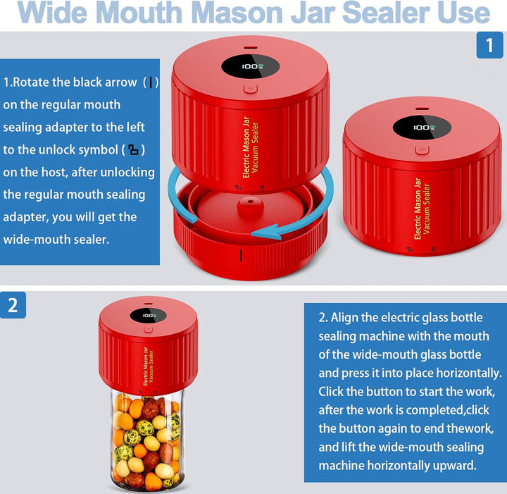 Electric Mason Jar Vacuum Sealer Kit - Keep Freshness Fast!-Black-Nora Luxe