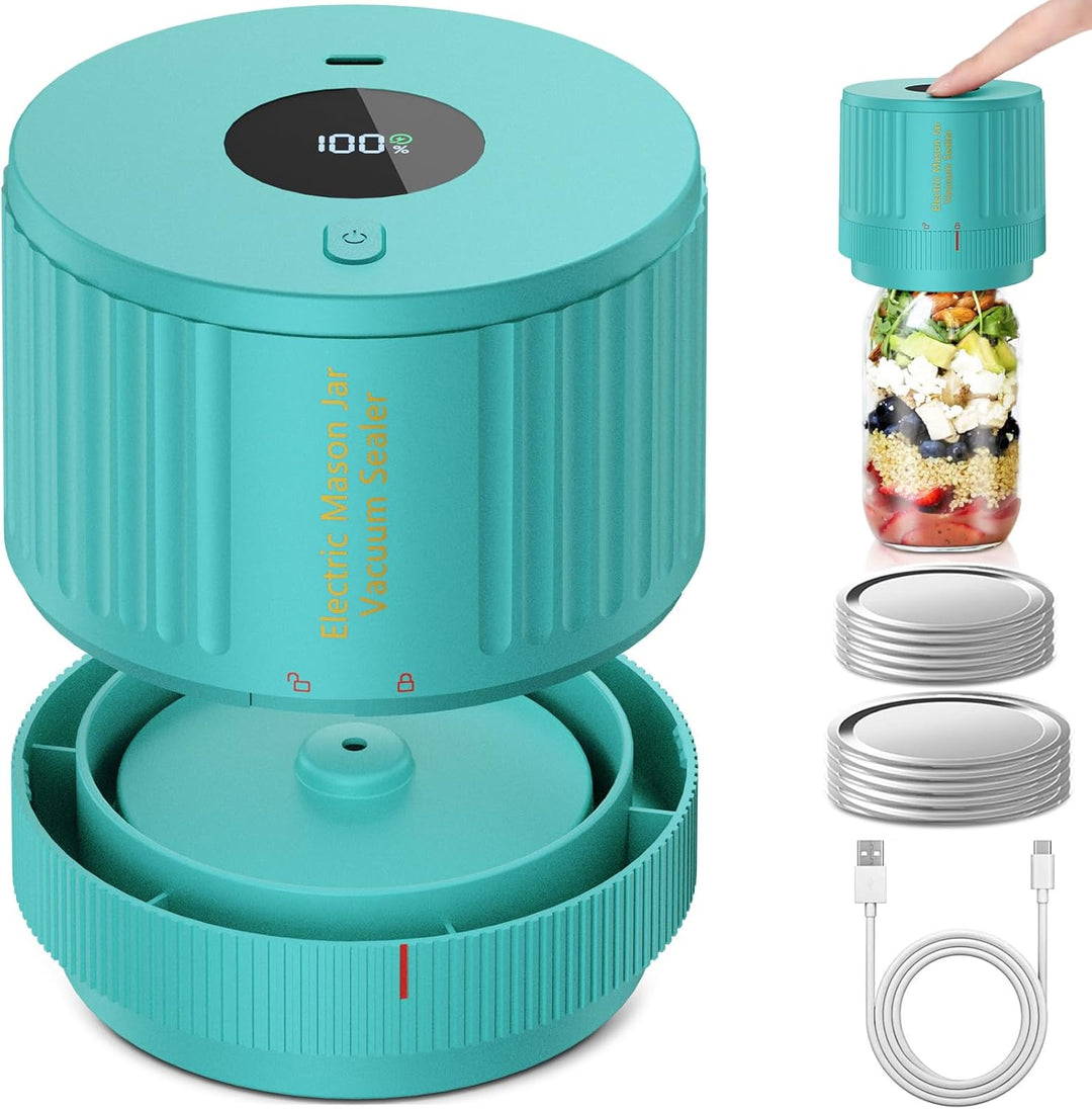 Electric Mason Jar Vacuum Sealer Kit - Keep Freshness Fast!-Blue-Nora Luxe