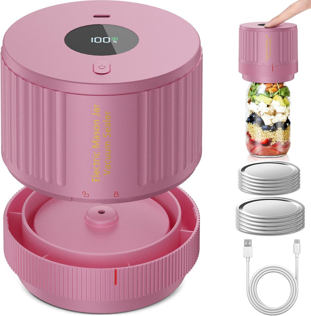 Electric Mason Jar Vacuum Sealer Kit - Keep Freshness Fast!-Pink-Nora Luxe