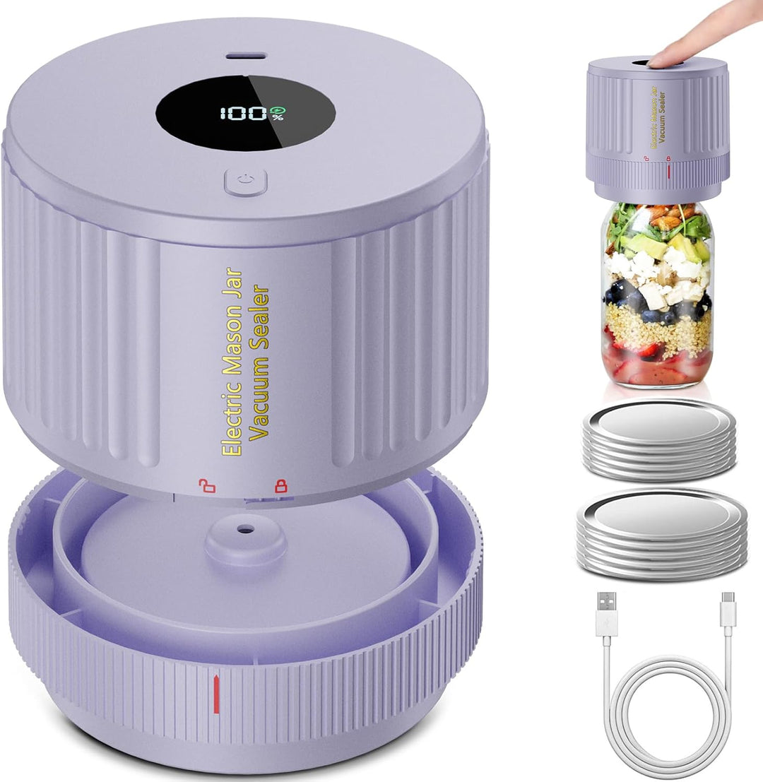 Electric Mason Jar Vacuum Sealer Kit - Keep Freshness Fast!-Purple-Nora Luxe
