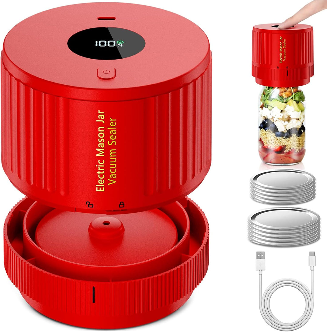 Electric Mason Jar Vacuum Sealer Kit - Keep Freshness Fast!-Red-Nora Luxe