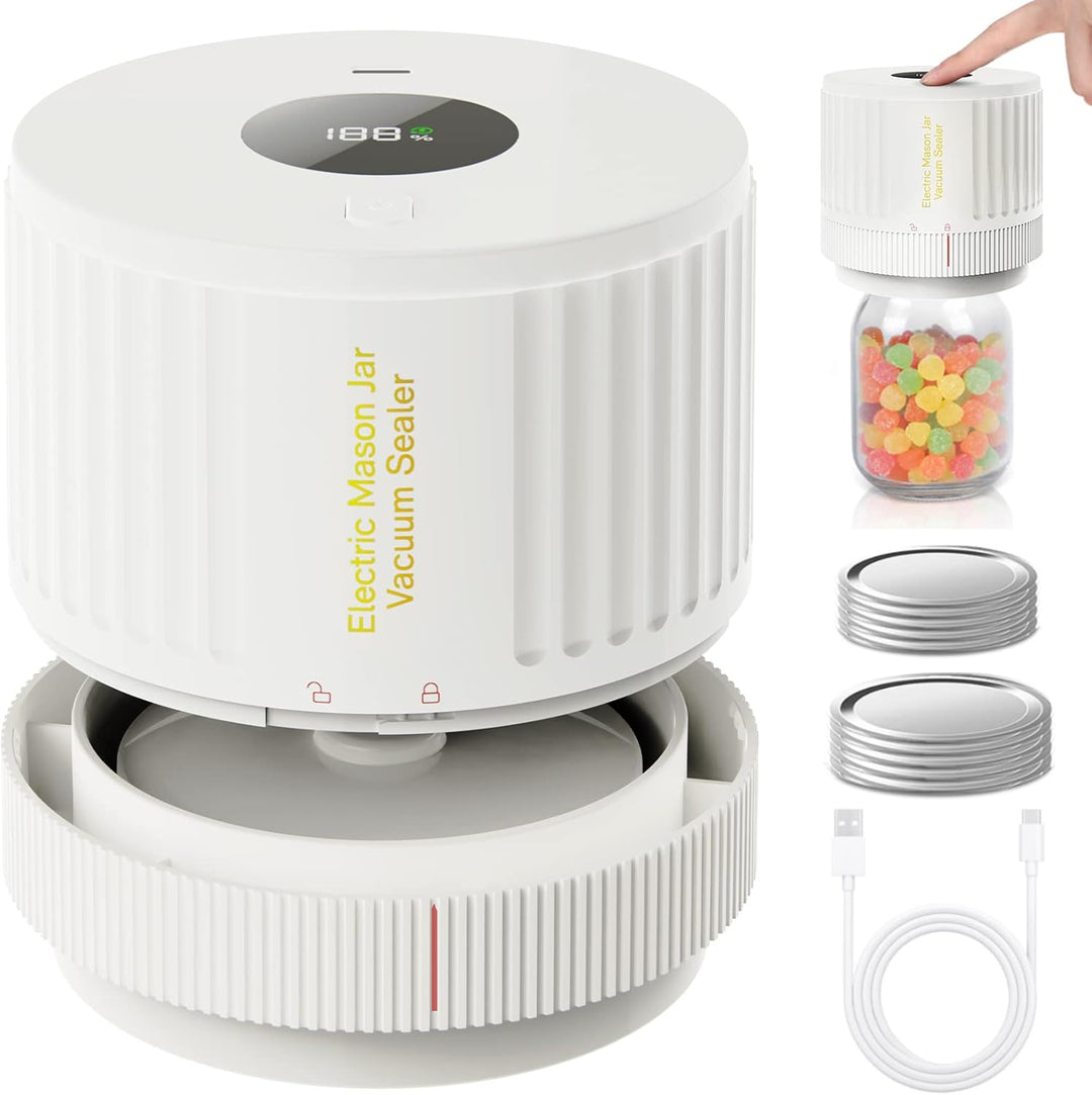 Electric Mason Jar Vacuum Sealer Kit - Keep Freshness Fast!-White-Nora Luxe