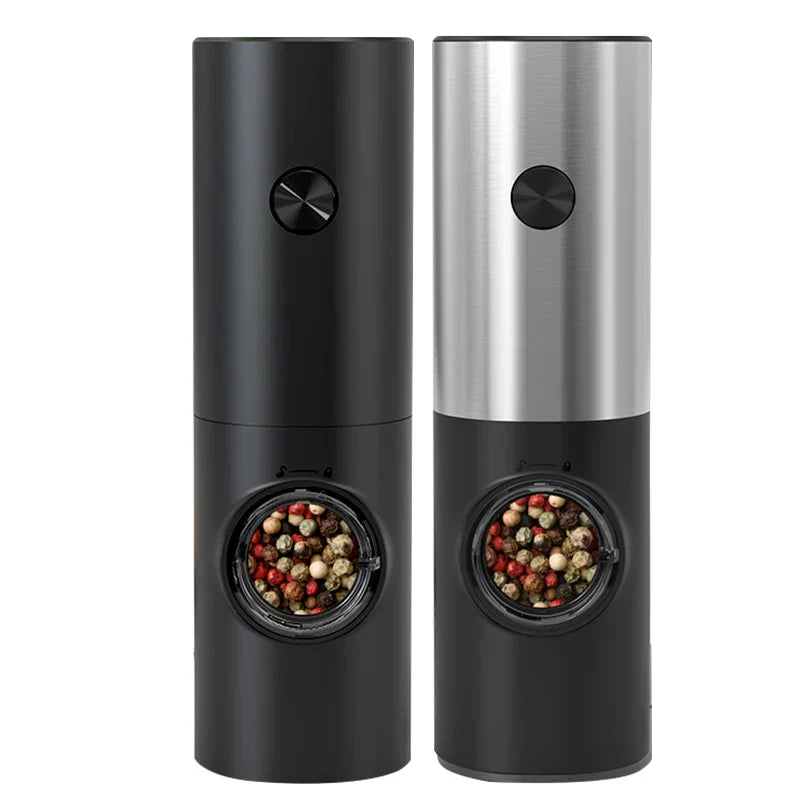 Electric Pepper and Salt Mill Set - SpiceLite-Set of black and silver-Nora Luxe