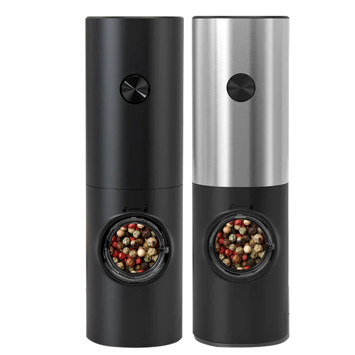 Electric Pepper and Salt Mill Set - SpiceLite-Set of black and silver-Nora Luxe