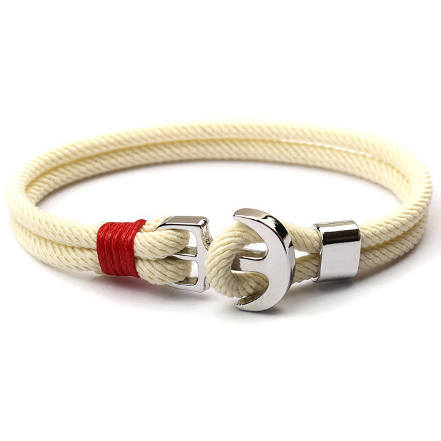 Elegant Anchor Bracelet | Nautical Charm | Adjustable Fit-Fish Hook - Beige-Nora Luxe
