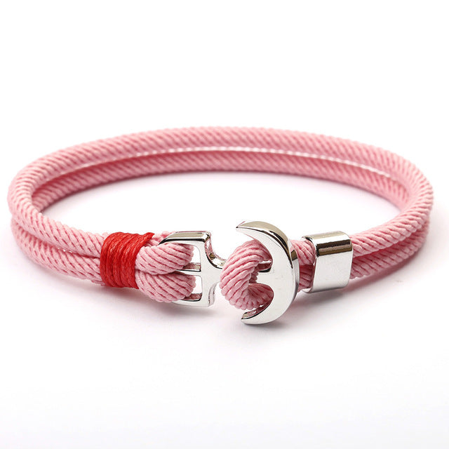 Elegant Anchor Bracelet | Nautical Charm | Adjustable Fit-Fish Hook - Pink-Nora Luxe
