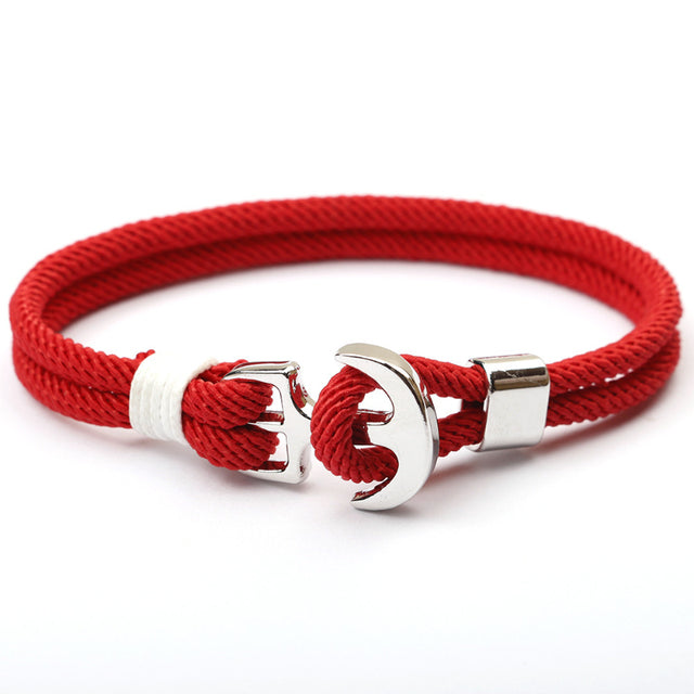 Elegant Anchor Bracelet | Nautical Charm | Adjustable Fit-Fish Hook - Red-Nora Luxe