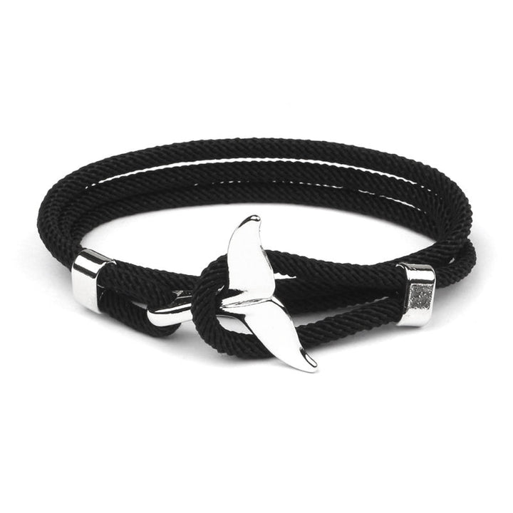 Elegant Anchor Bracelet | Nautical Charm | Adjustable Fit-Fishtail - Black-Nora Luxe