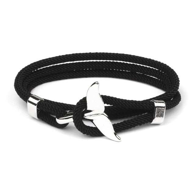 Elegant Anchor Bracelet | Nautical Charm | Adjustable Fit-Fishtail - Black-Nora Luxe