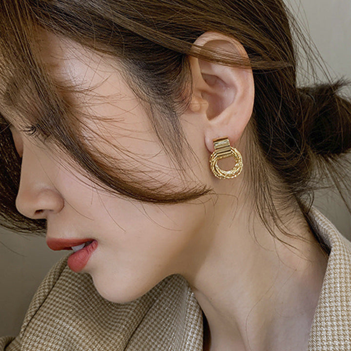 Elegant Circle Stud Earrings | Simple and Stylish-Gold-Nora Luxe