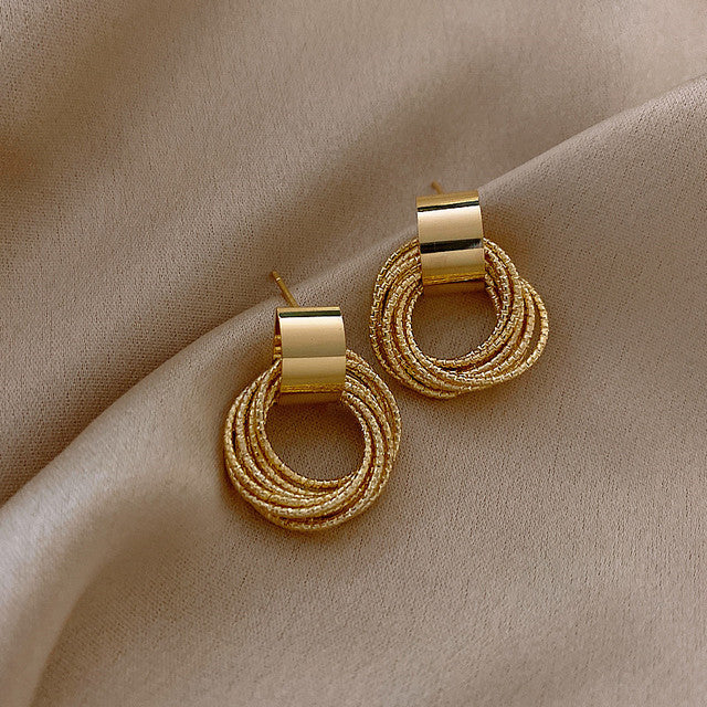 Elegant Circle Stud Earrings | Simple and Stylish-Gold-Nora Luxe