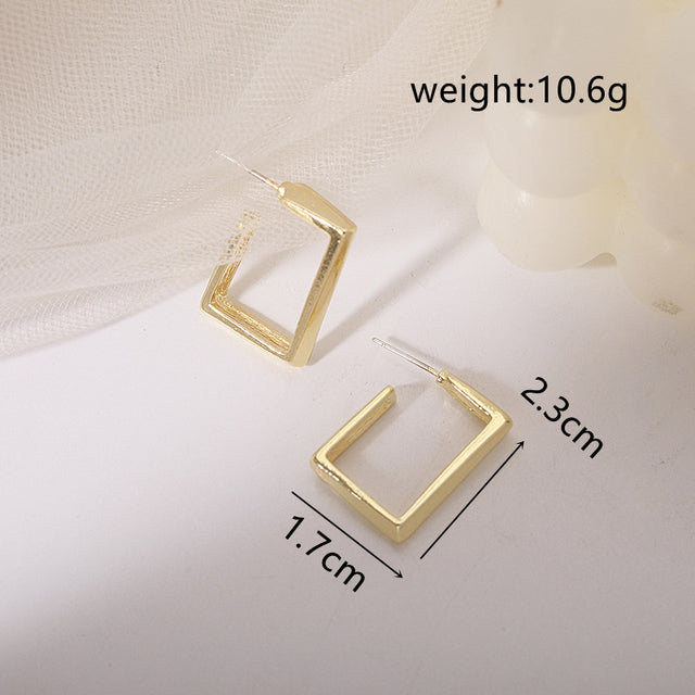 Elegant Circle Stud Earrings | Simple and Stylish-Square Gold-Nora Luxe