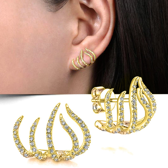 Elegant Claw Earrings | Stylish Women's Jewellery-Gold-Nora Luxe
