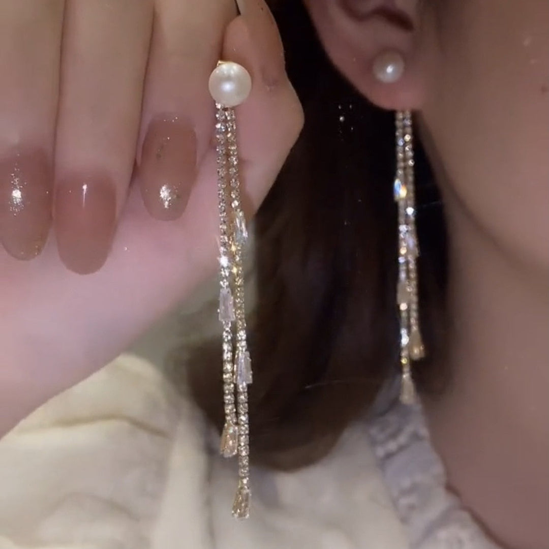 Elegant Dangle Earrings | Rhinestone Sparkle-Beaded crystal-Nora Luxe