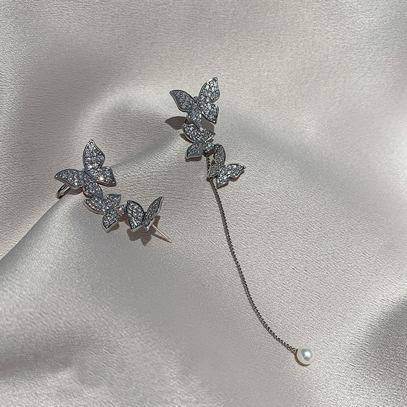 Elegant Dangle Earrings | Rhinestone Sparkle-Butterfly crystal-Nora Luxe