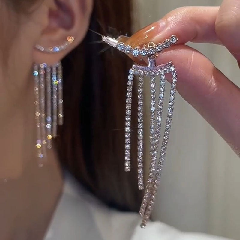 Elegant Dangle Earrings | Rhinestone Sparkle-Crystal Commandments-Nora Luxe